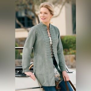 Soft Surroundings Eliana Sage Green Military Utility Style Jacket